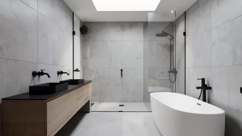 Nowoczesna łazienka bez płytek